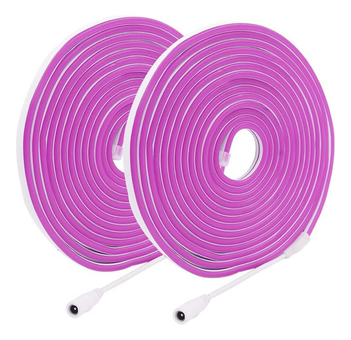 Kit Tira Led Manguera Neon Luz Violeta 5 Metros 2835 Mas Adaptador Y Fuente !2v Ip65 Exterior Interior Resiste Al Agua Luminoso Flexible Ecofriendly Ahorra Energia