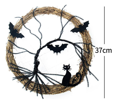 Corona De Halloween Para Puerta Delantera, Corona Iluminada,