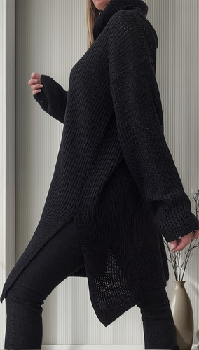 Maxi Sweater Poleron Oversize Mujer Lana