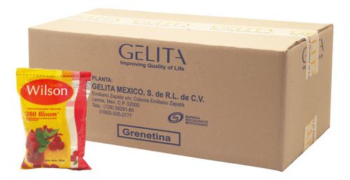 Grenetina Wilson 12 Kg. 280 Bloom (48 Bolsas De 250 Gramos)