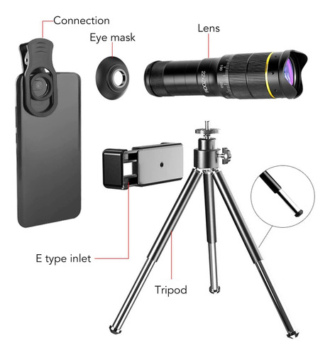Kit De Lente De La Cámara Del Teléfono Celular Con Trípode