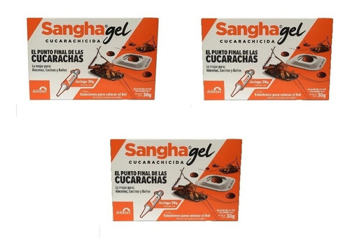 Pack De 3 Sangha Gel 30 Grs C/u Mata Cucarachas Insecticida