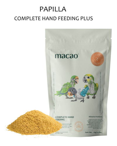 1 Kg Papilla Macao Para Loros Con Jeringa Para Empapillar .