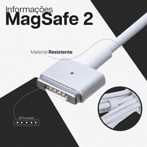 Fonte Carregador Macbook Air Magsafe2 A1436 A1465 A1466 Cor Branco