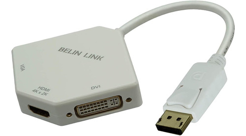 Adaptador Hub Displayport A Hdmi Vga Dvi Belin Link Blanco