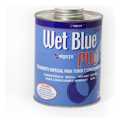 Pegamento Para Tuberia Presto Color Azul Wet Blue Lata 946ml