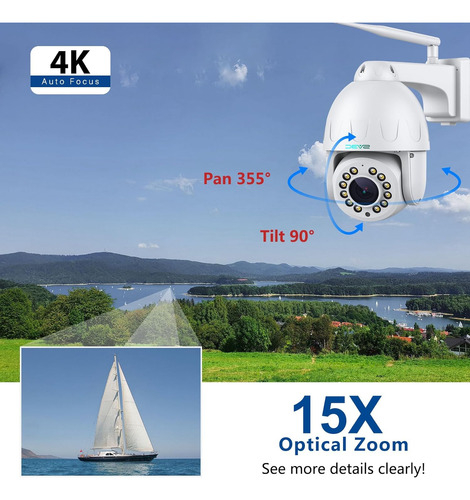 Camara Wifi Sv3c 4k Ptz Para Exteriores, Zoom Optico De 1...