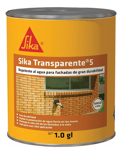Sika Transparente-5 Repelente Agua Incoloro Para Fachadas 3k