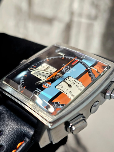 Reloj Cronografo Hombre, Mona, Correa De Piel, Deportivo Azul Marino Plateado Azul Marino (Reacondicionado)