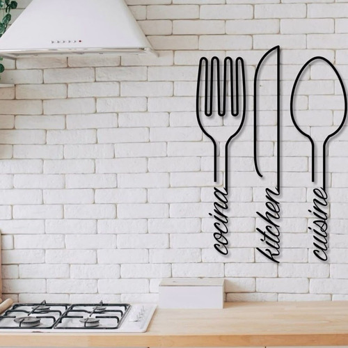 Cuadro Cubiertos Con Nombres 80cm Metal Pintura Horneada Negro