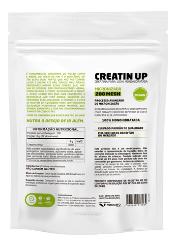 Creatina Monohidratada Nutrata 300g Pura Micronizada 200mesh Sem Sabor