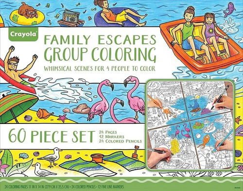 Kit Colorir Crayola Family Escapes Adultos - 84 Peças
