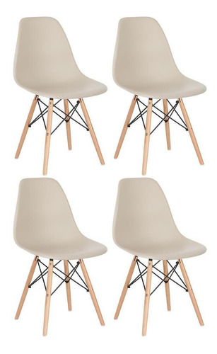 4 Cadeiras Charles Eames Eiffel Dsw Wood Nude