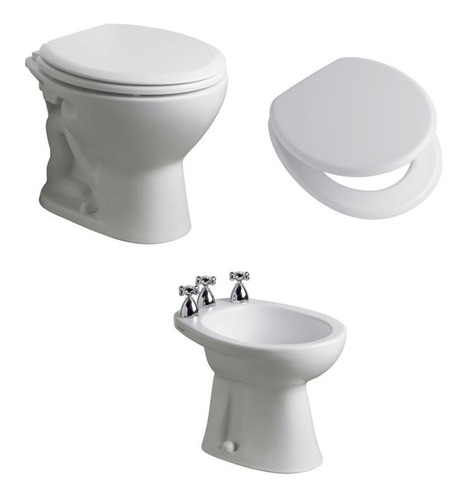 Combo Sanitario Inodoro + Tapa Inod + Bidet Ferrum Andina