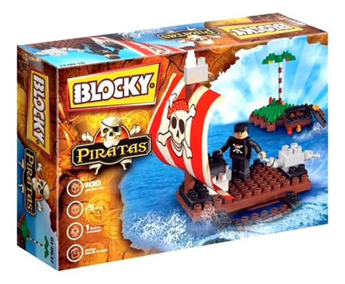 Bloques Blocky Balsa Pirata 100 Pcs Para Armar Y Construir 