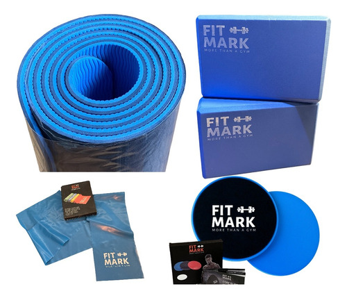 Kit Yoga Full Mat Bicapa Tpe + Tiraband + 2 Ladrillos + Core