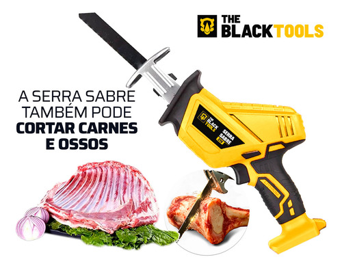 Serra Sabre A Bateria 21v Profissional Portátil 3000 Rpm Com 4 Laminas Madeira/metal/pvc Tcr21bsb The Black Tools