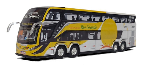 Miniatura Ônibus Rio Grande G8 Double Decker 4 Eixos 30cm.
