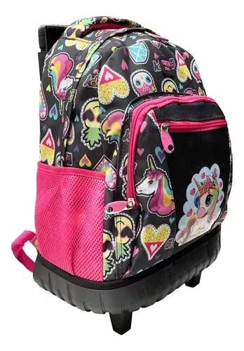 Mochila Carro Carrito Escolar Base Reforzada Manija Telescopica Original Gran  Capacidad Unisex Temporada Happy Buy