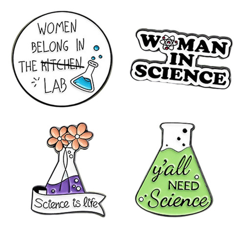 4 Broches De Esmalte Únicos, Alfileres De Ciencia Para
