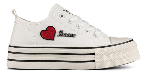 Zapatillas Lona Mujer Corazón Punta Redonda Casual Antideslizante Moda Lindo Suela Resistente Weide