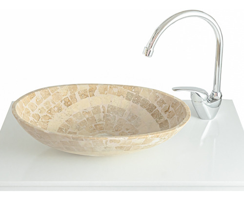 Imagen 5 de 10 de Combo Vanitory Laqueado 60cm Bacha Travertino Cisne