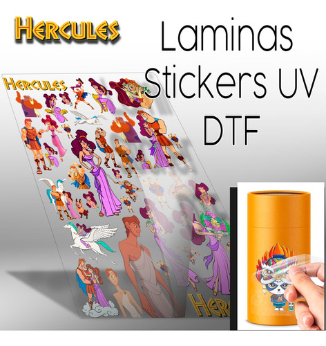 Stickers Uv Dtf Hércules Dia Del Amor