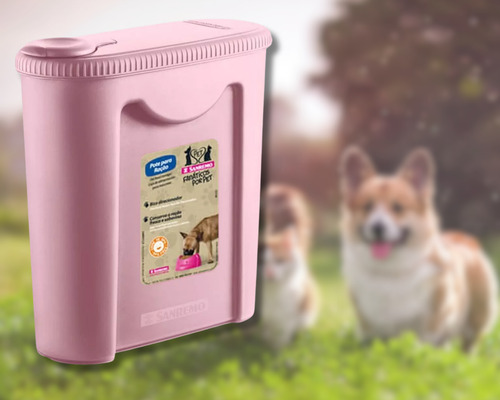 Porta Ração Pote Com Tampa Pet Gato Cachorro Dispenser