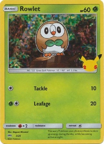 Rowlet 7/25 25th Anniversary Holo Promo Pokemon Tcg