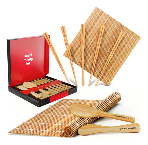 Kit Fabricacion Sushi Deluxe  Incluye 2 Tapete Bambu Para 5