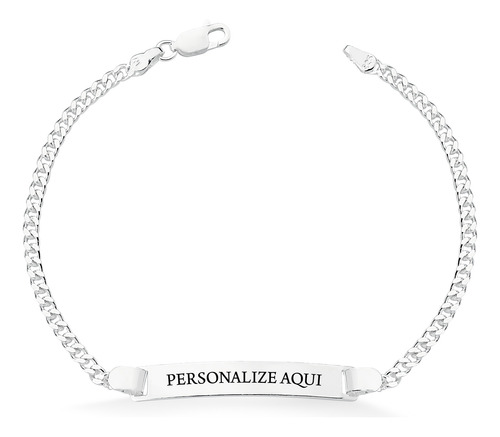 Pulseira Chapa Grumet Masculino Personalizado Prata 925