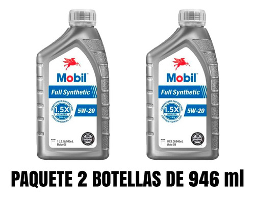 Set 2 Aceite Mobil 5w-20 100% Full Synthetic 946ml Sintetico