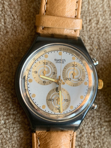 Relogio Swatch, Anos 90, Cronografico,en Otimo Estado,couro