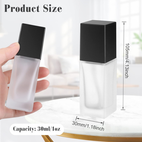6 Botellas De Vidrio Esmerilado De 30 Ml, Frascos Cuadrados