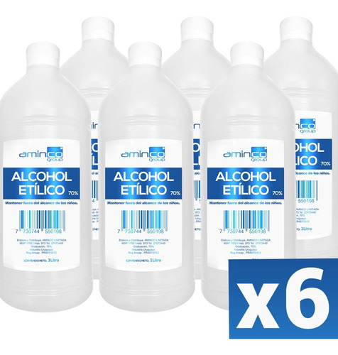 X6 Alcohol Líquido Rectificado 1 Lt Al 70%
