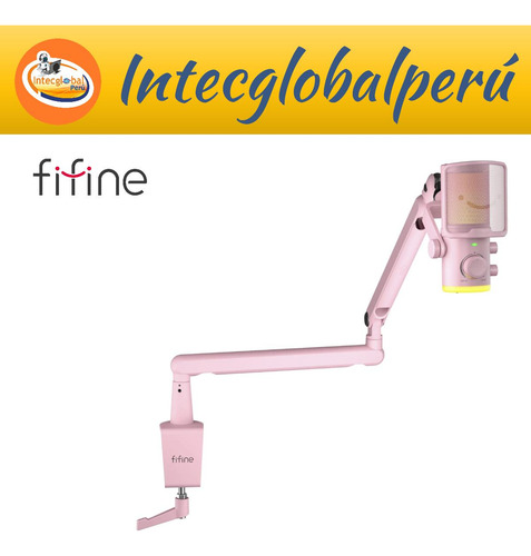 Micrófono Fifine Ampligame Tam6 Rgb Usb (incluye Brazo) Pink