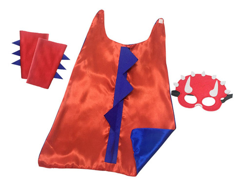 Capa De Disfraz De Dinosaurio Rojo Y Azul 70cm Rojo Y Azul