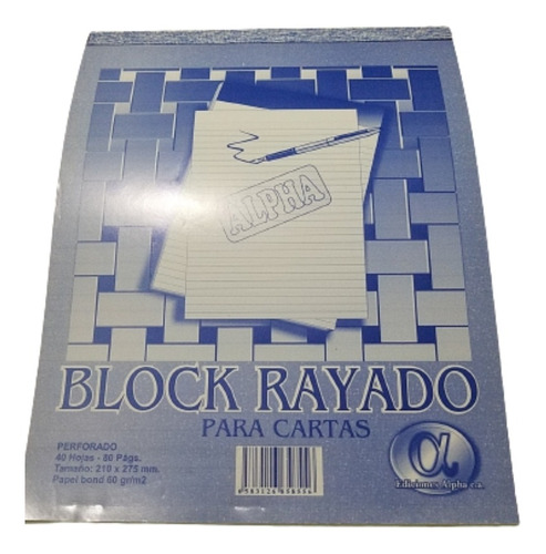 Block Rayado Carta. 40 Hojas.  Alpha. X 6 Unidades.