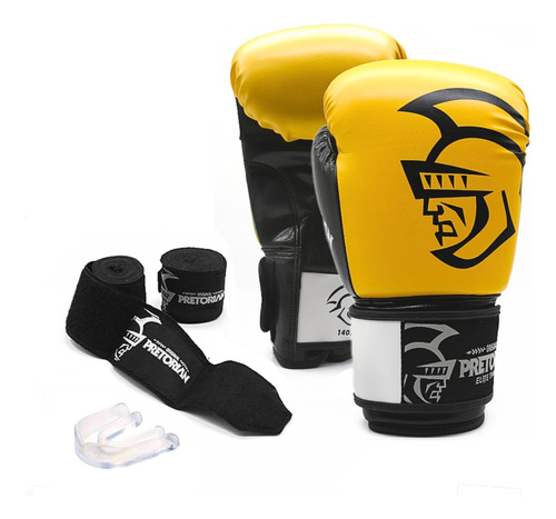 Kit Luva Pretorian Elite Boxe Muay Thai + Bandagem + Bucal