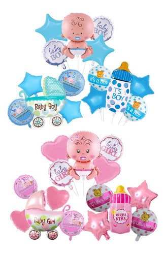 Paquete Globos Bebé Baby Shower Niño Niña Carriola Mamila 