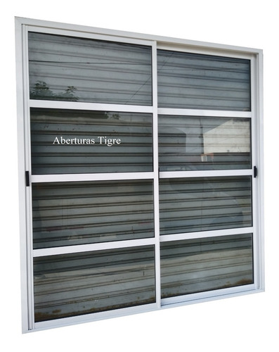 Puerta Ventana Aluminio 200x200 Vidrio Repartido Horizontal Con Mosquitero