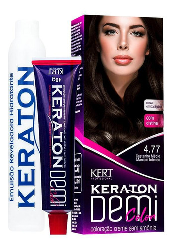 Coloração Keraton Demi Color Castanho Médio Marrom Int. 4.77