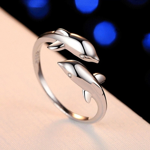 Imagen 3 de 7 de Anillo Delfin Plata 925 Ajustable Joyas Mujer