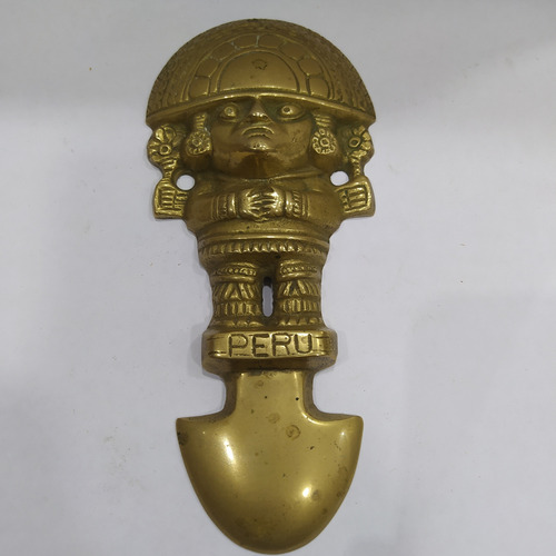 Antiguo Adorno De Bronce Figura Maya Perú (Usado)