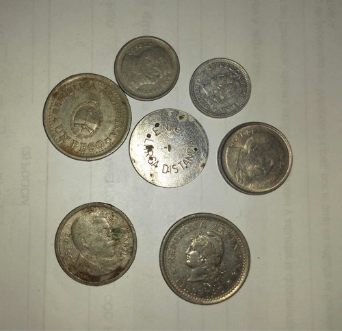 Lote 6 Monedas Argentinas + Cospel Entel (Usado)