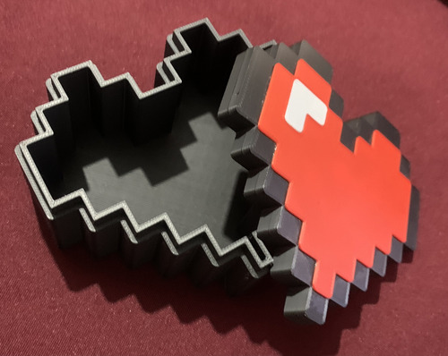 Caja Contenedor Multiuso Corazon Pixel Zelda. 3d Minecraft