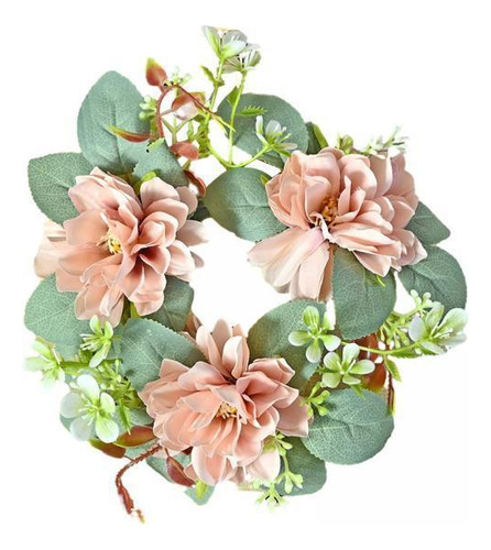 2 Coronas De Anillo De Vela Navideña Para Velas Rosa