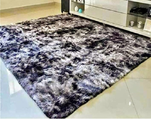 Alfombras Peludas Livianas  200x300 Cm  Negra Jaspeada