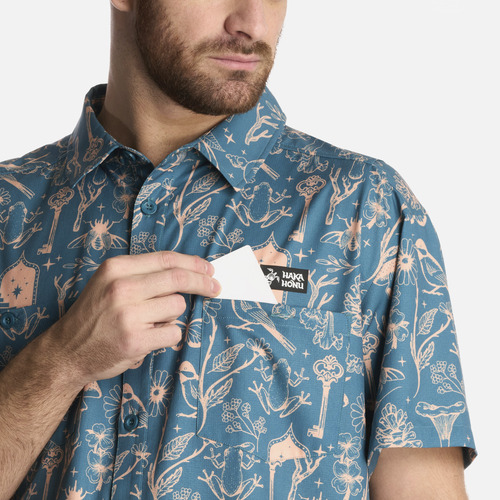 Camisa Hombre Cumbre Manga Corta Print Petroleo Haka Honu