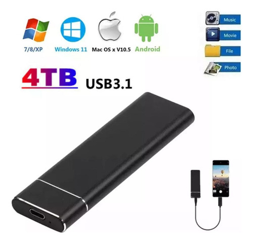 Mini Disco Duro Externo Portátil De Estado Sólido De 4 Tb Ss
